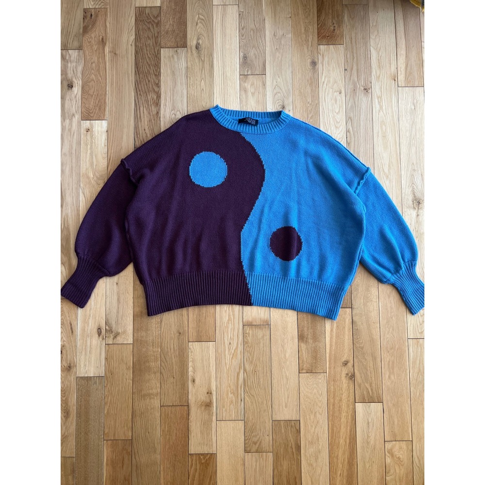 Dressed in LALA Yin Yang Gang Oversized Slouchy Knit Pullover Sweater Size M
